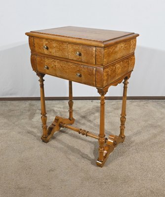 Small Louis Philippe Chiffonnière Table in Amboine and Cherrywood, Late 19th Century-RVK-1798765