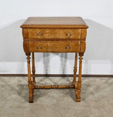 Small Louis Philippe Chiffonnière Table in Amboine and Cherrywood, Late 19th Century-RVK-1798765