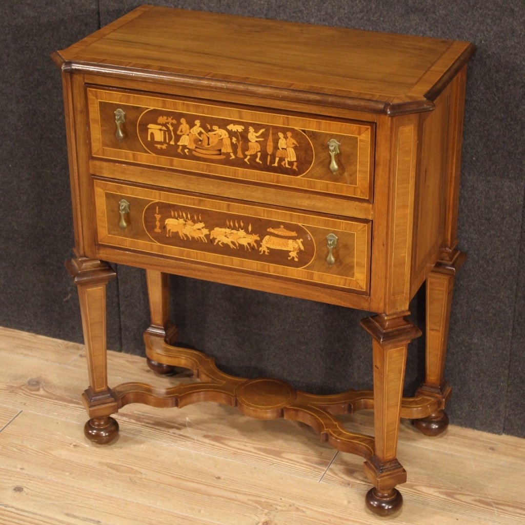 Small Louis XIV Italian Inlaid Commode, 1950s