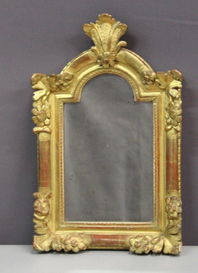 Small Louis XIV Mirror in Gilded Wood