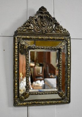 Small Louis XIV Style Brass Mirror, 1800s-RVK-857955