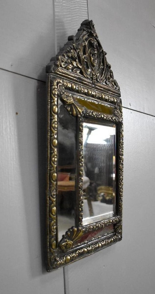 Small Louis XIV Style Brass Mirror, 1800s