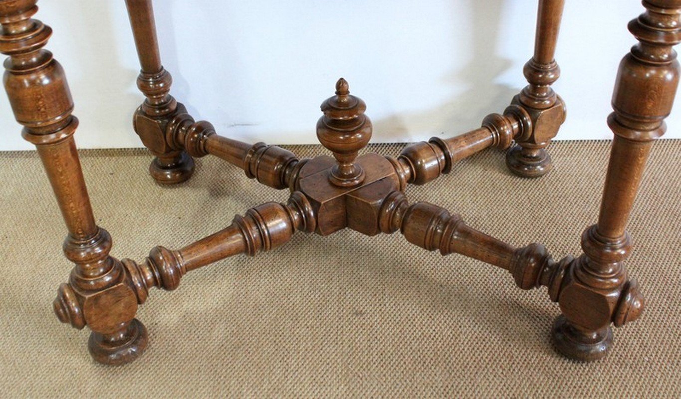 Small Louis XIV Style Writing Table in Solid Walnut, Late 19th Century