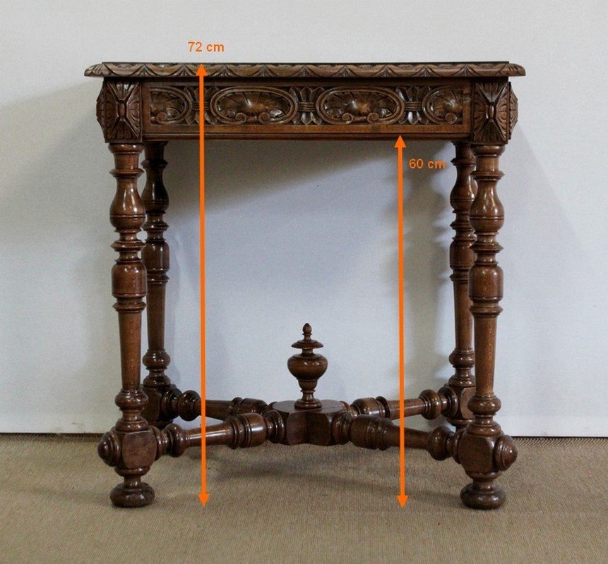 Small Louis XIV Style Writing Table in Solid Walnut, Late 19th Century