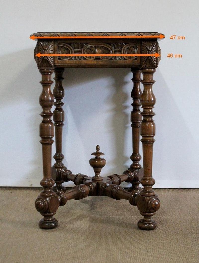 Small Louis XIV Style Writing Table in Solid Walnut, Late 19th Century