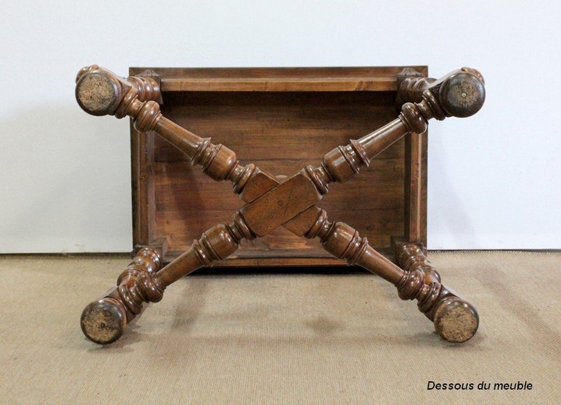 Small Louis XIV Style Writing Table in Solid Walnut, Late 19th Century