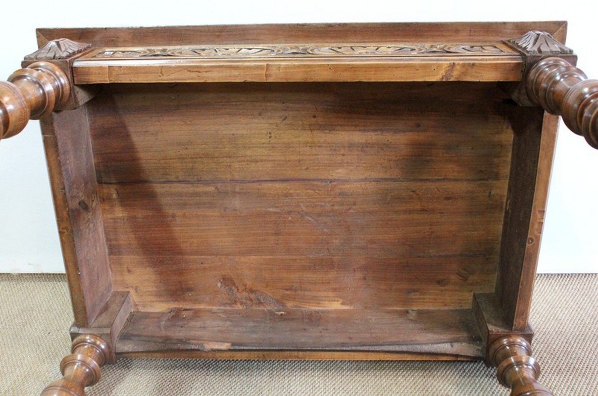 Small Louis XIV Style Writing Table in Solid Walnut, Late 19th Century