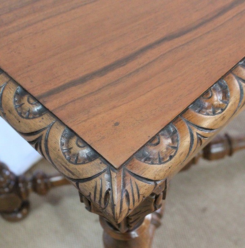 Small Louis XIV Style Writing Table in Solid Walnut, Late 19th Century