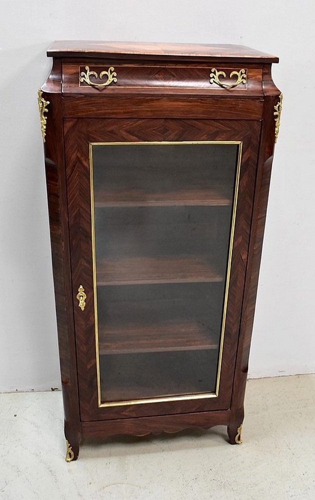 Small Louis XV / Louis XVI 2nd Part 19th Century Showcase Transition Cabinet