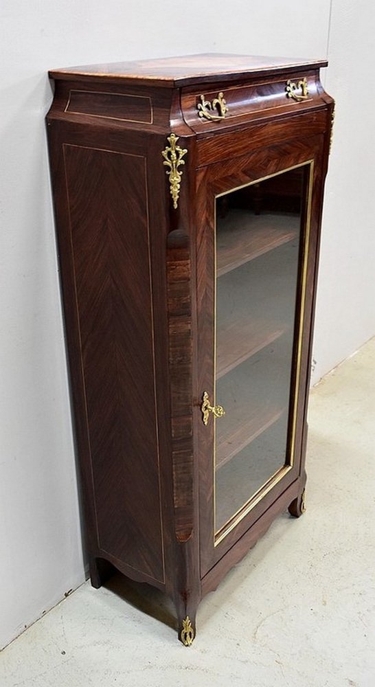 Small Louis XV / Louis XVI 2nd Part 19th Century Showcase Transition Cabinet