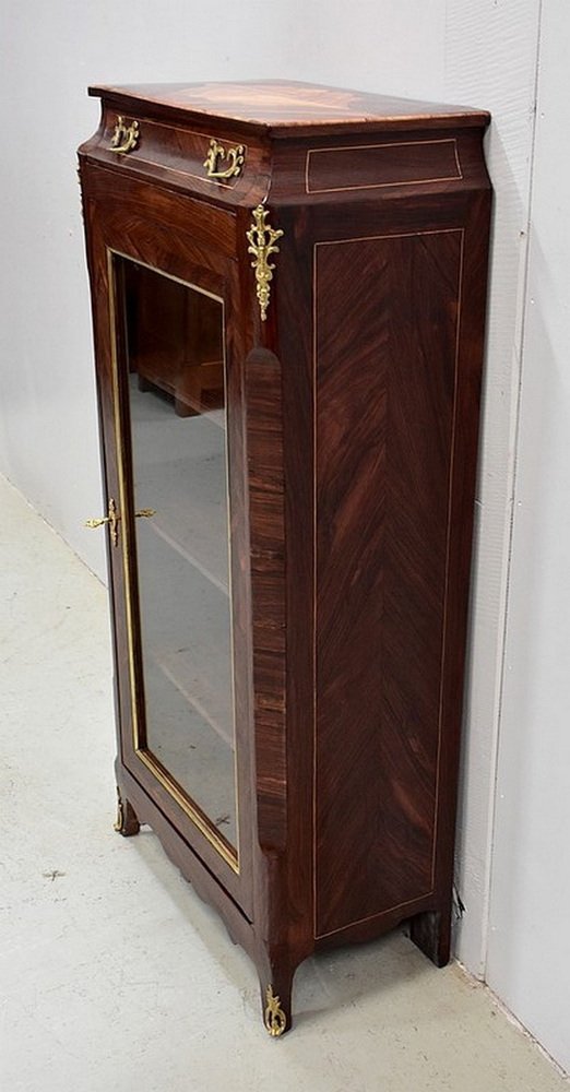 Small Louis XV / Louis XVI 2nd Part 19th Century Showcase Transition Cabinet