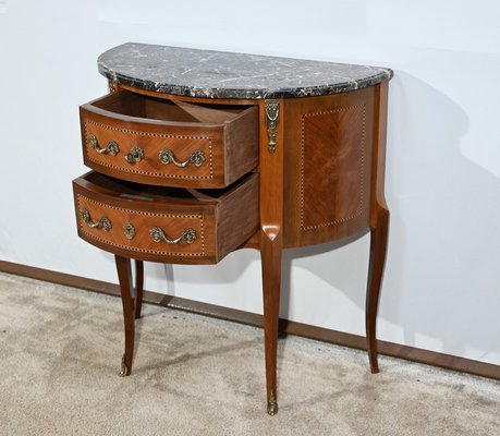 Small Louis XV / Louis XVI Transition Demi-Lune Dresser in Rosewood, Early 20th Century-RVK-1751766