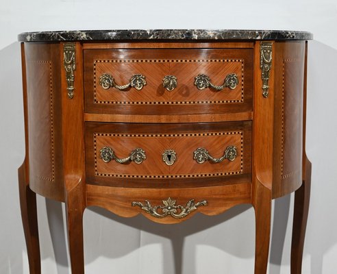 Small Louis XV / Louis XVI Transition Demi-Lune Dresser in Rosewood, Early 20th Century-RVK-1751766