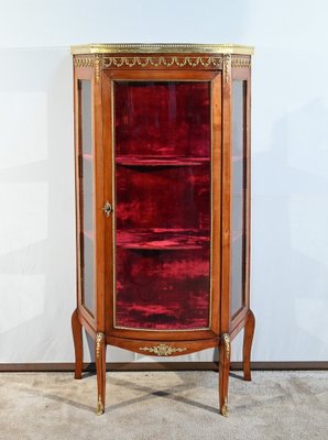 Small Louis XV / Louis XVI Transition Showcase in Light Cherrywood, Early 20th Century-RVK-1751729