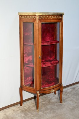 Small Louis XV / Louis XVI Transition Showcase in Light Cherrywood, Early 20th Century-RVK-1751729