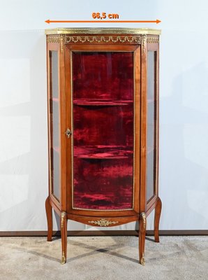 Small Louis XV / Louis XVI Transition Showcase in Light Cherrywood, Early 20th Century-RVK-1751729