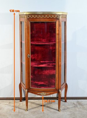 Small Louis XV / Louis XVI Transition Showcase in Light Cherrywood, Early 20th Century-RVK-1751729