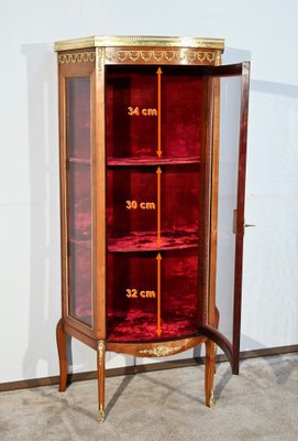 Small Louis XV / Louis XVI Transition Showcase in Light Cherrywood, Early 20th Century-RVK-1751729