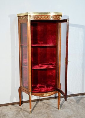 Small Louis XV / Louis XVI Transition Showcase in Light Cherrywood, Early 20th Century-RVK-1751729