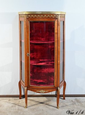 Small Louis XV / Louis XVI Transition Showcase in Light Cherrywood, Early 20th Century-RVK-1751729