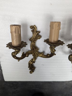 Small Louis XV Rocaille Style Bronze Wall Lights, Set of 2-HLV-2024369