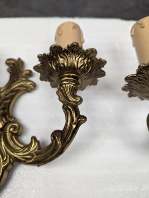 Small Louis XV Rocaille Style Bronze Wall Lights, Set of 2-HLV-2024369