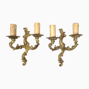 Small Louis XV Rocaille Style Bronze Wall Lights, Set of 2-HLV-2024369