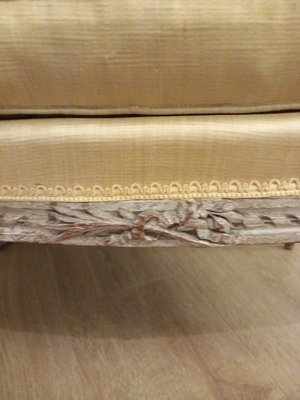 Small Louis XVI Bench in Yellow Fabric, 1780s-LXX-2017460