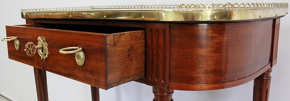 Small Louis XVI Console Table in Mahogany and Marble-RVK-951447