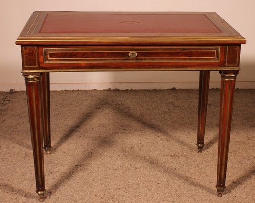 Small Louis XVI Flat Desk in Speckled Mahogany-HPU-2019828