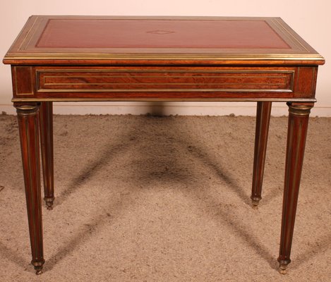 Small Louis XVI Flat Desk in Speckled Mahogany-HPU-2019828