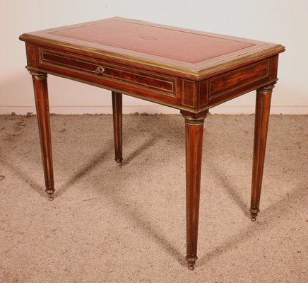 Small Louis XVI Flat Desk in Speckled Mahogany-HPU-2019828