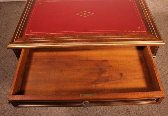 Small Louis XVI Flat Desk in Speckled Mahogany-HPU-2019828