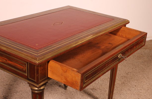 Small Louis XVI Flat Desk in Speckled Mahogany-HPU-2019828