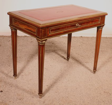 Small Louis XVI Flat Desk in Speckled Mahogany-HPU-2019828