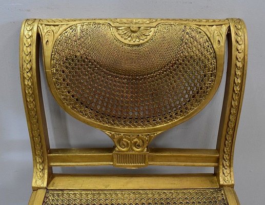 Small Louis XVI Style Bench in Gilded Wood and Cannage, 1900s-RVK-750729