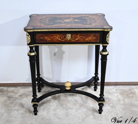 Small Louis XVI Style Darkened Pearwood & Thuya Burl Side Table, 19th Century-RVK-1700979