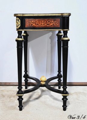 Small Louis XVI Style Darkened Pearwood & Thuya Burl Side Table, 19th Century-RVK-1700979