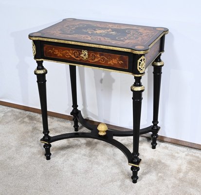 Small Louis XVI Style Darkened Pearwood & Thuya Burl Side Table, 19th Century-RVK-1700979