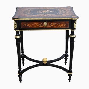 Small Louis XVI Style Darkened Pearwood & Thuya Burl Side Table, 19th Century-RVK-1700979