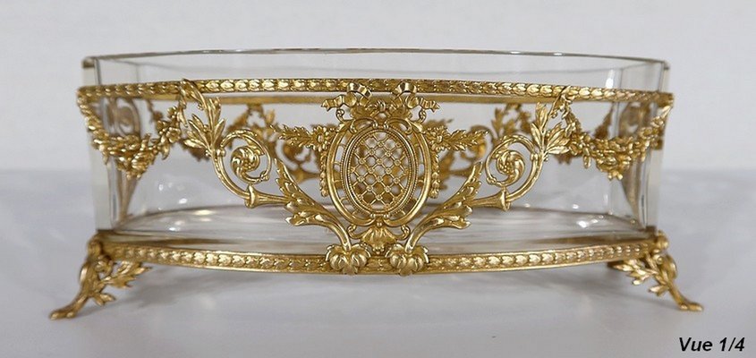 Small Louis XVI Style Glass and Brass Planter, 1900s-RVK-1257020