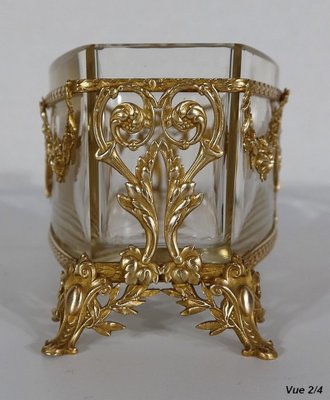 Small Louis XVI Style Glass and Brass Planter, 1900s-RVK-1257020