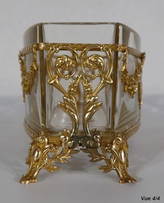 Small Louis XVI Style Glass and Brass Planter, 1900s-RVK-1257020