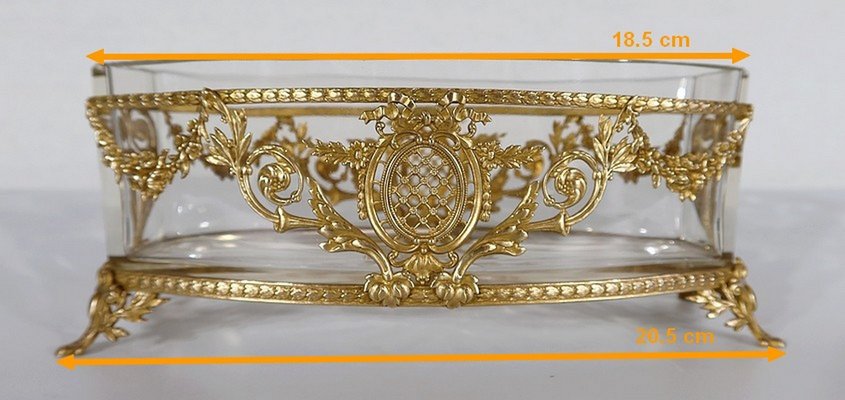 Small Louis XVI Style Glass and Brass Planter, 1900s-RVK-1257020