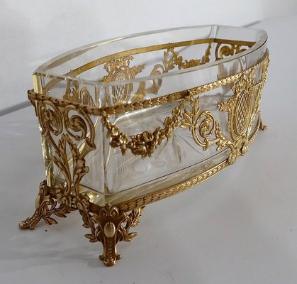 Small Louis XVI Style Glass and Brass Planter, 1900s-RVK-1257020