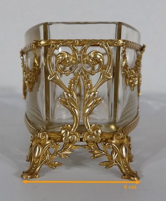 Small Louis XVI Style Glass and Brass Planter, 1900s-RVK-1257020