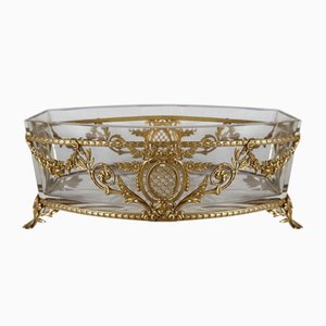 Small Louis XVI Style Glass and Brass Planter, 1900s-RVK-1257020