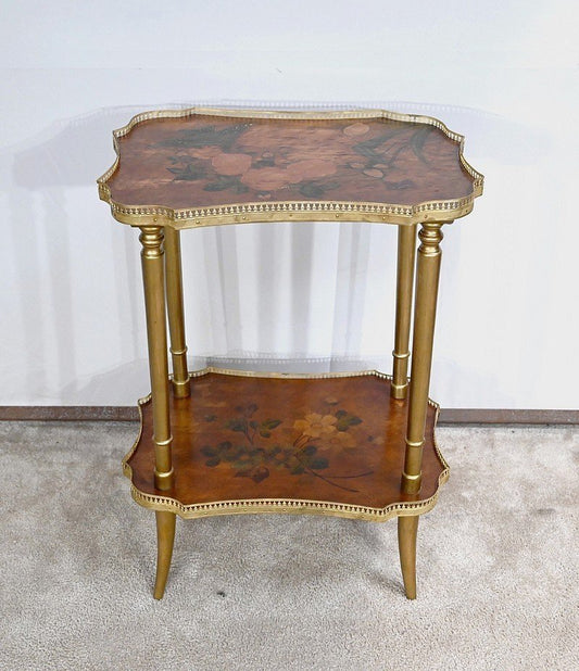 Small Lounge Table in Moucheté Cedar with Painted Decor, 1920s