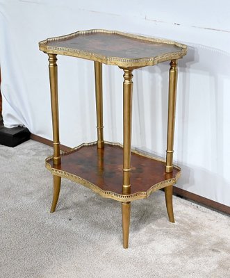 Small Lounge Table in Moucheté Cedar with Painted Decor, 1920s-RVK-1705666