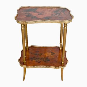 Small Lounge Table in Moucheté Cedar with Painted Decor, 1920s-RVK-1705666